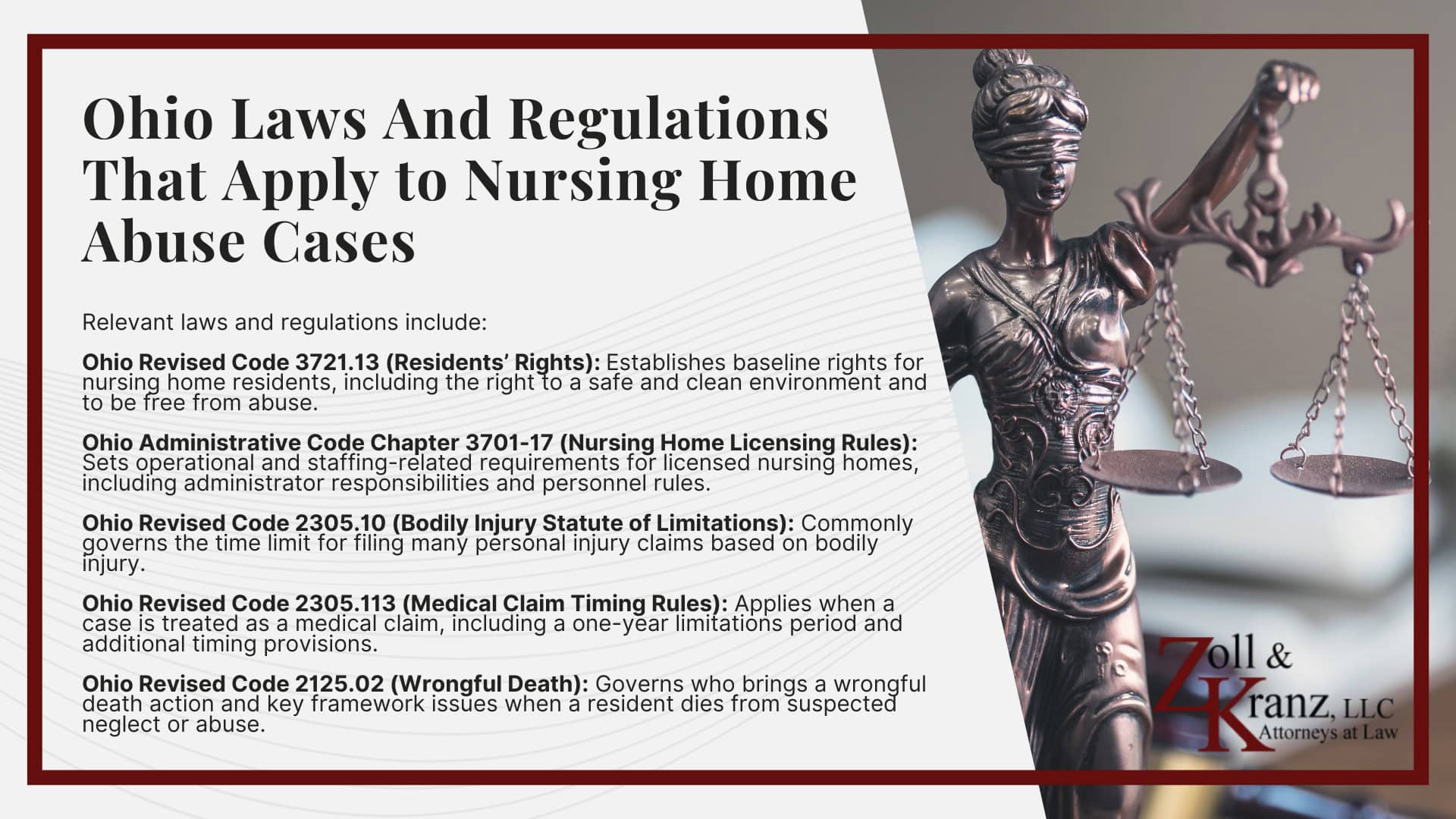 Ohio Laws And Regulations That Apply to Nursing Home Abuse Cases; How To Report Concerns to Ohio Agencies And The Long-Term Care Ombudsman; What To Do If You Suspect Nursing Home Abuse In Toledo; Types of Nursing Home Abuse Cases We Handle; Warning Signs of Nursing Home Abuse And Neglect; Nursing Home Negligence Can Include System Failures, Not Just One Staff Member’s Conduct; What Counts as Nursing Home Abuse And Neglect In Ohio; What Counts as Nursing Home Abuse And Neglect In Ohio