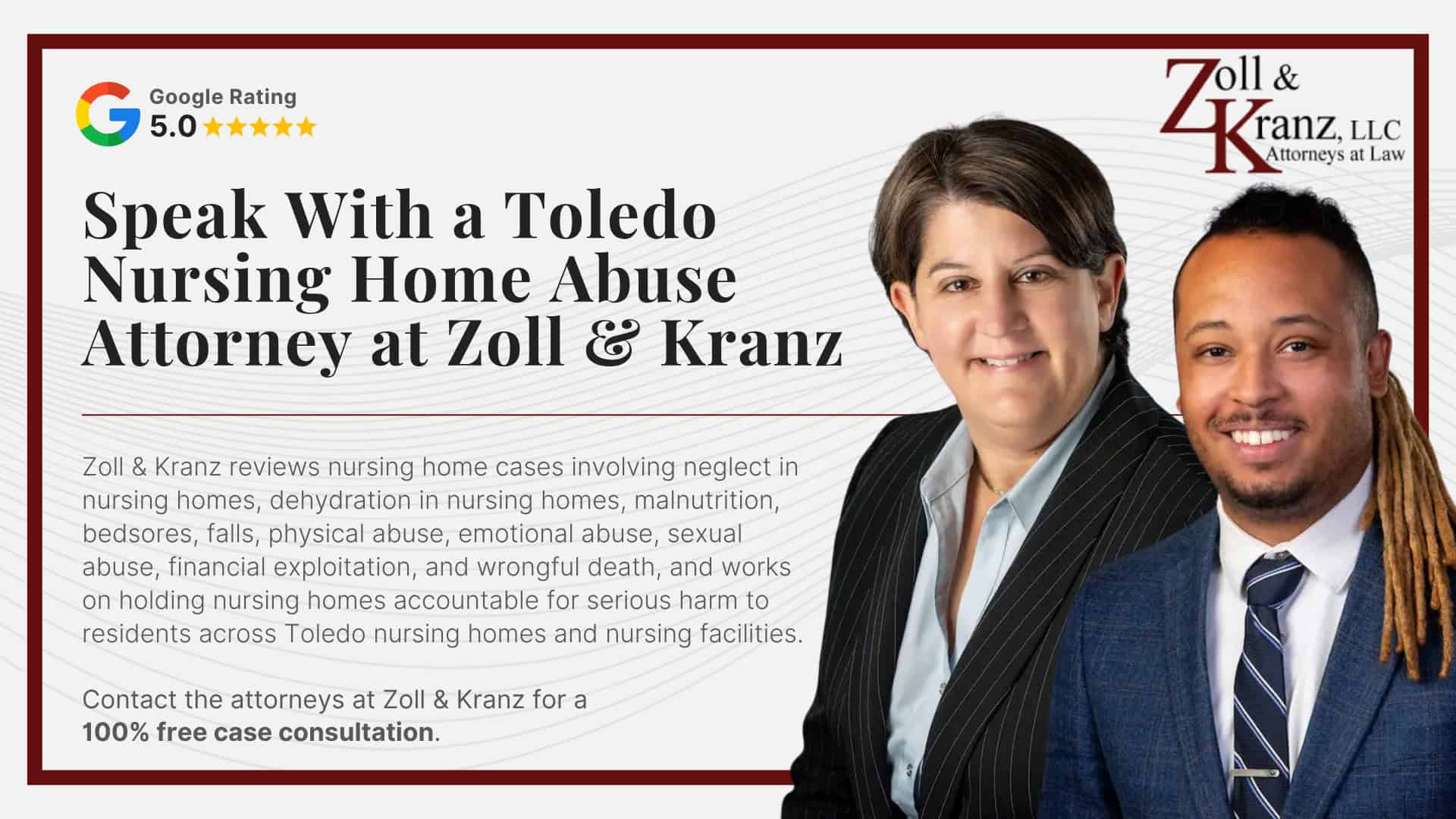 Filing a Negligence Lawsuit Against a Toledo Nursing Home; Steps to Take When You Suspect Dehydration or Malnutrition; Federal and Ohio Standards for Nutrition and Hydration; Serious Health Complications From Dehydration and Malnutrition; Common Causes of Dehydration and Malnutrition in Nursing Homes; Warning Signs of Malnutrition in Nursing Home Residents; Warning Signs of Dehydration in Nursing Home Residents; Who Can Report Nursing Home Abuse; Legal Elements of an Ohio Dehydration or Malnutrition Claim; Evidence Used to Prove a Dehydration or Malnutrition Case; Compensation Available in a Toledo Nursing Home Case; Ohio Statute of Limitations for Nursing Home Cases; Speak With a Toledo Nursing Home Abuse Attorney at Zoll & Kranz