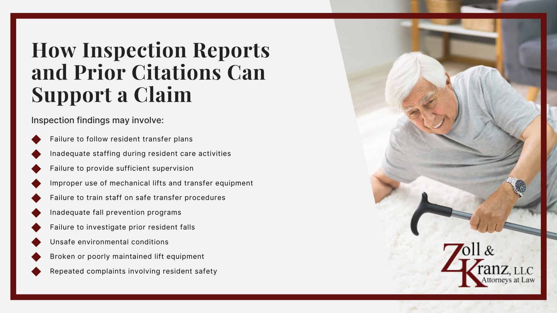 How Inspection Reports and Prior Citations Can Support a Claim; Evidence Needed to Prove a Dropped Patient Claim; Proving Nursing Home Negligence in a Dropped Patient Case; Steps to Take After a Nursing Home Transfer Fall; Ohio Nursing Home Residents’ Bill of Rights; Federal and Ohio Laws That Apply to Nursing Home Falls; How Chronic Understaffing Leads to Dropped Patient Incidents; Why Patient Drops Happen During Nursing Home Transfers; Common Injuries After a Nursing Home Transfer Fall; Federal Nursing Home Reform Act