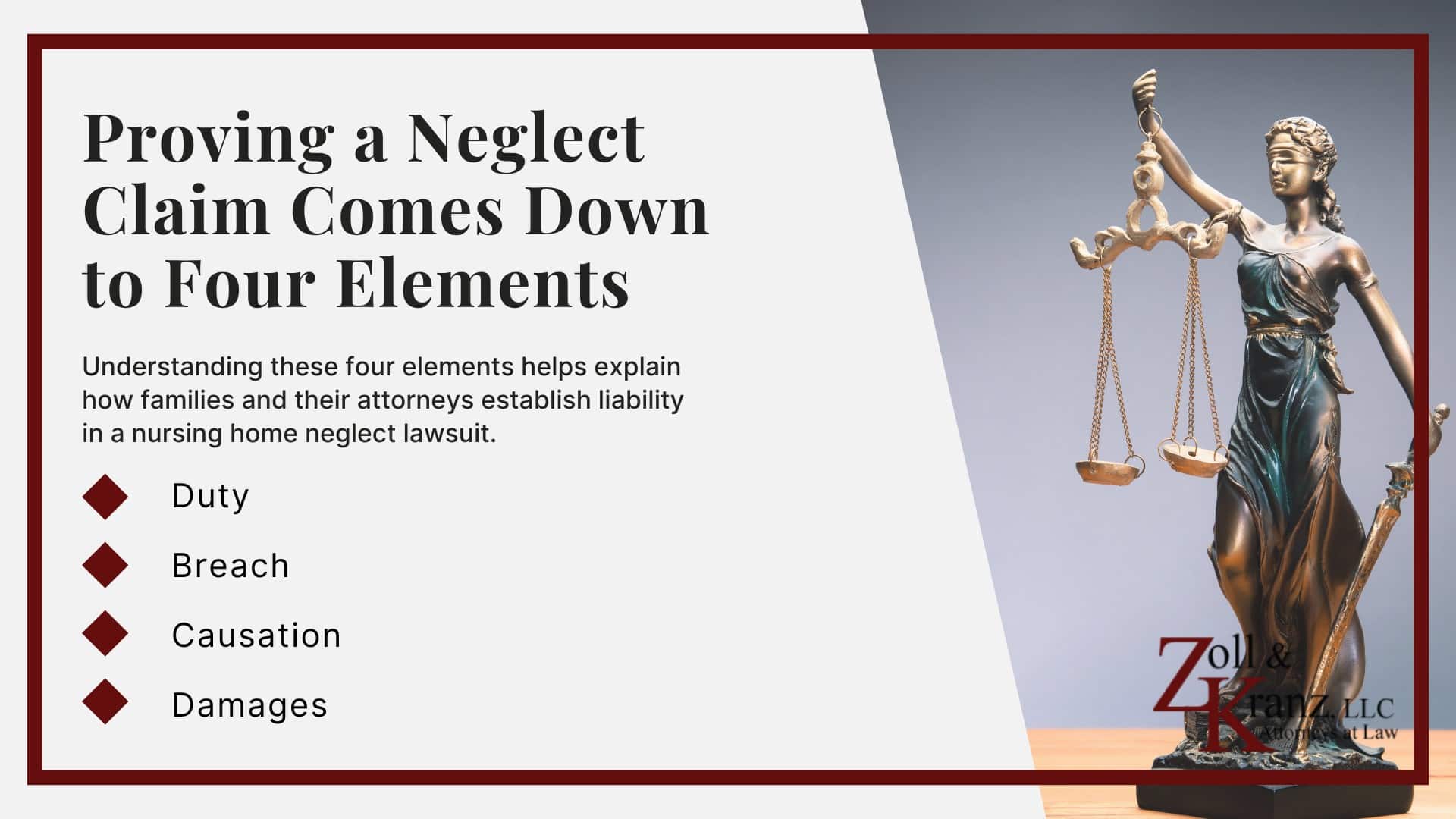 Proving a Neglect Claim Comes Down to Four Elements; Parties That Can Be Held Liable for Neglect; Common Causes of Neglect in Nursing Homes; Warning Signs of Nursing Home Neglect; Common Forms of Nursing Home Neglect; Neglect Versus Abuse in Nursing Homes; Federal and Ohio Standards of Care a Facility Must Meet