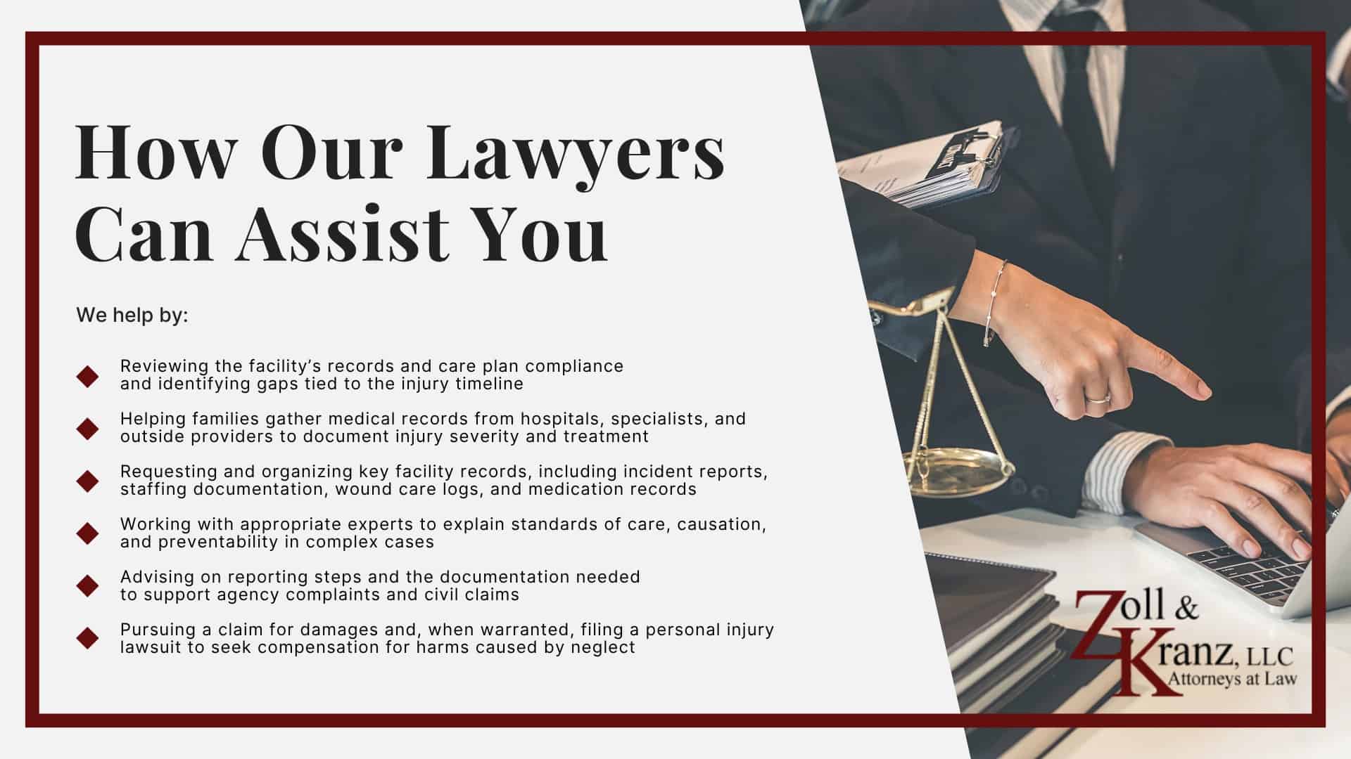 How Our Lawyers Can Assist You; The Legal Process of Toledo Nursing Home Negligence Cases; Evidence for Toledo Nursing Home Negligence Claims_ Overview; Types of Evidence in Nursing Home Negligence Cases; How Our Lawyers Can Assist You