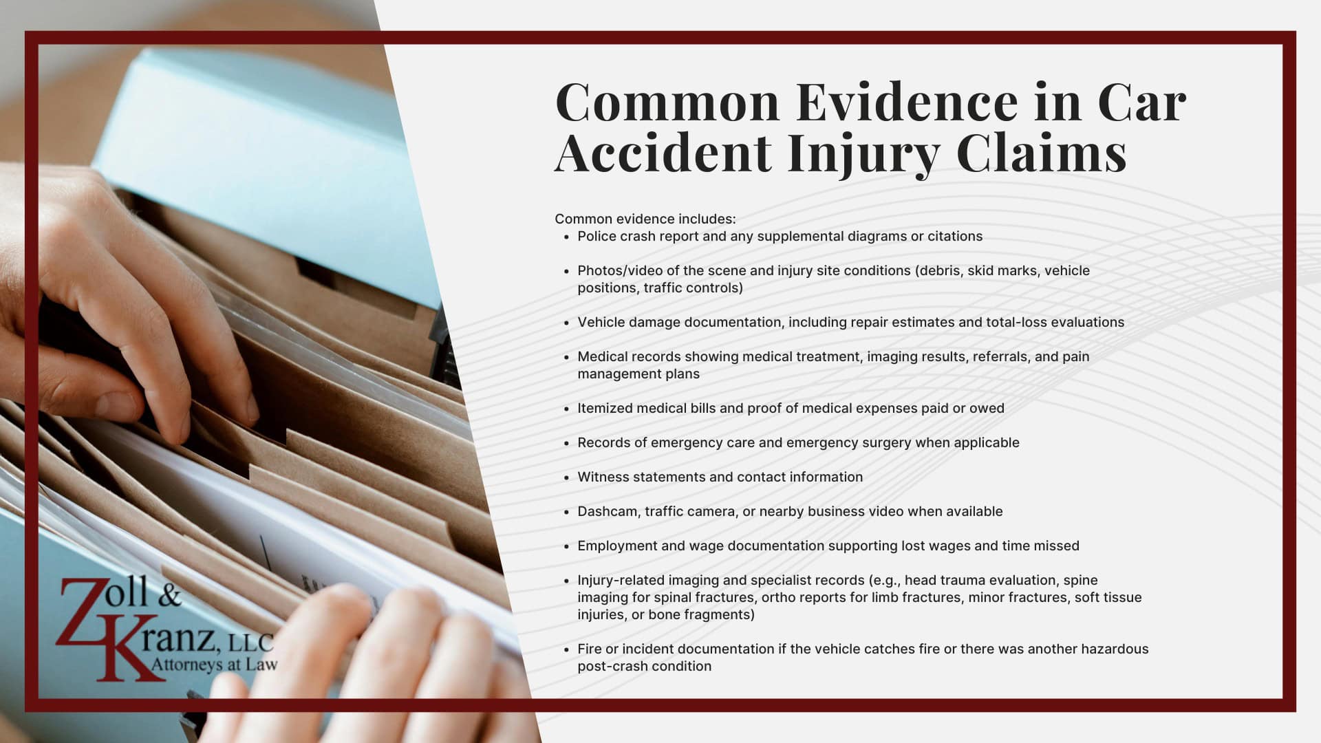 Common Evidence in Car Accident Injury Claims; Ohio’s Statute of Limitations for Car Accident Injury Cases; Filing a Car Accident Injury Lawsuit in Ohio; Calculating the Full Extent of Your Damages; Investigating Liability and Identifying At-Fault Parties; How Our Toledo Car Accident Injury Attorneys Build Strong Cases; How Insurance Companies Handle Car Accident Injury Claims; What To Do After Sustaining an Injury in a Car Accident; What To Do After Sustaining an Injury in a Car Accident; Understanding Car Accident Injury Claims in Toledo, Ohio