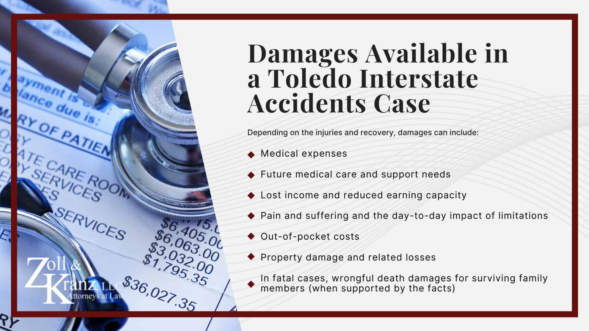 Damages Available in a Toledo Interstate Accidents Case; Common Evidence in Interstate Accidents Claims; Filing a Interstate Accident Lawsuit in Ohio; Laws for Interstate Accidents in Toledo, OH; Steps to Take After a Interstate Accidents in Toledo; The Legal Process of DUI Accidents in Toledo; Investigating Liability and Identifying At-Fault Parties (2); Investigating Liability and Identifying At-Fault Parties; How Our Toledo Interstate Accidents Attorneys Build Strong Cases; Interstate Accidents in Toledo, Ohio_ Overview; Interstate Accident Statistics; Preventing Accidents on Interstates and Highways