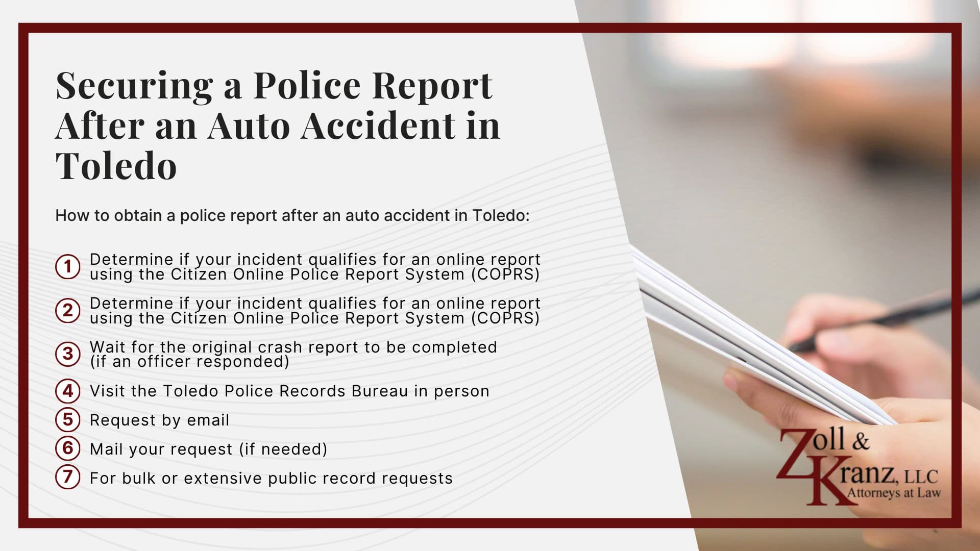 Securing a Police Report After an Auto Accident in Toledo