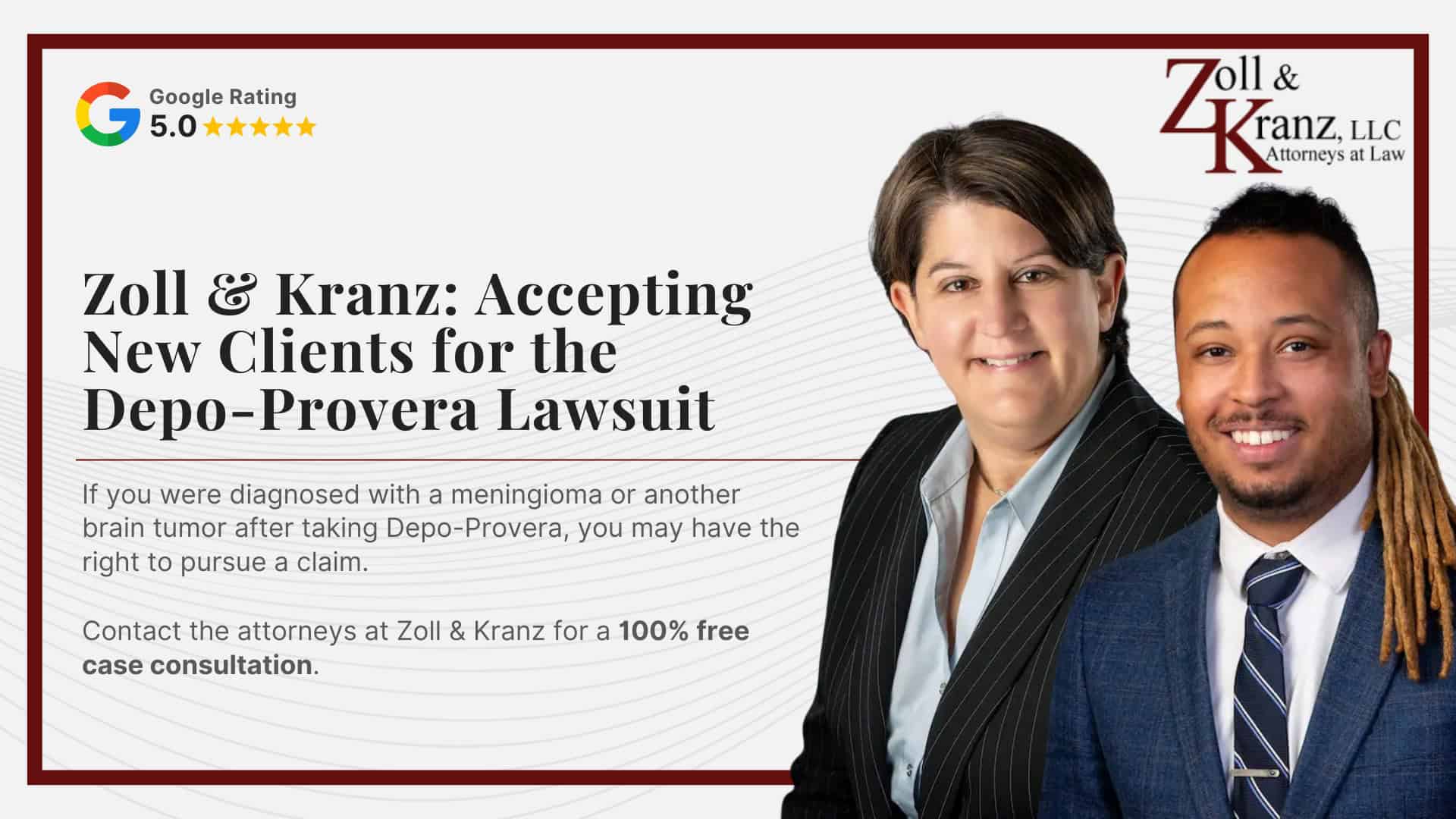 Zoll & Kranz_ Accepting New Clients for the Depo-Provera Lawsuit; Potential Compensation in Depo Lawsuits; Evidence for the Depo Shot Lawsuits; Who Qualifies to Sue Depo-Provera Manufacturers; Depo-Provera Lawsuit Overview; How is Depo-Provera Use Linked to Brain Tumors; Settlement Projections for Depo-Provera Claims