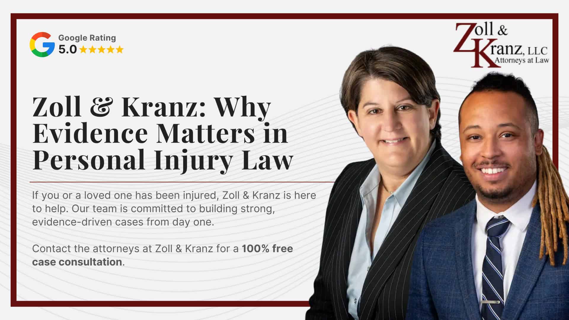 Zoll & Kranz_ Why Evidence Matters in Personal Injury Law; How Evidence Is Used at Different Stages of a Personal Injury Lawsuit; Common Pitfalls and Challenges When You Gather Evidence; Digital Evidence; Insurance and Liability Documentation; Employment and Wage Records; Expert Testimony; Medical Records and Documentation; Physical Evidence; Types of Personal Injury Evidence; The Purpose of Evidence in Personal Injury Cases