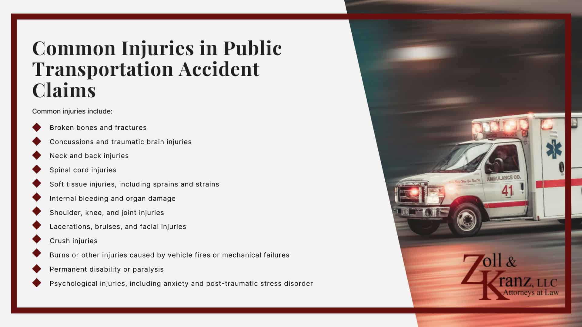 Common Injuries in Public Transportation Accident Claims; Potential Compensation in a Toledo Public Transportation Accident Claim; Gathering Evidence for a Public Transportation Accident Case; Do You Qualify for a Public Transportation Accident Claim; Steps to Take After a Public Transportation Accident in Toledo, Ohio; Understanding Public Transportation Accident Claims in Toledo, Ohio
